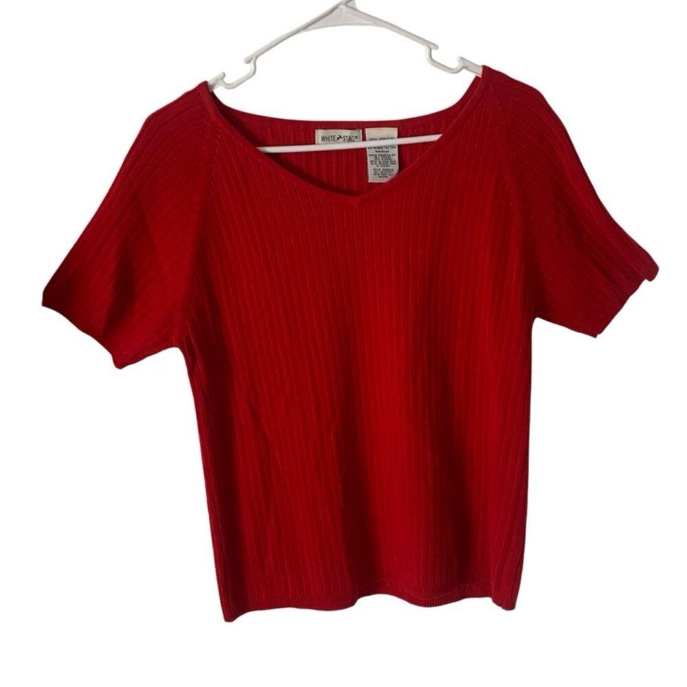 Pre Owned Women's White Stag Sweater Top Sz Lg Stay Cozy in Classic Cool Style